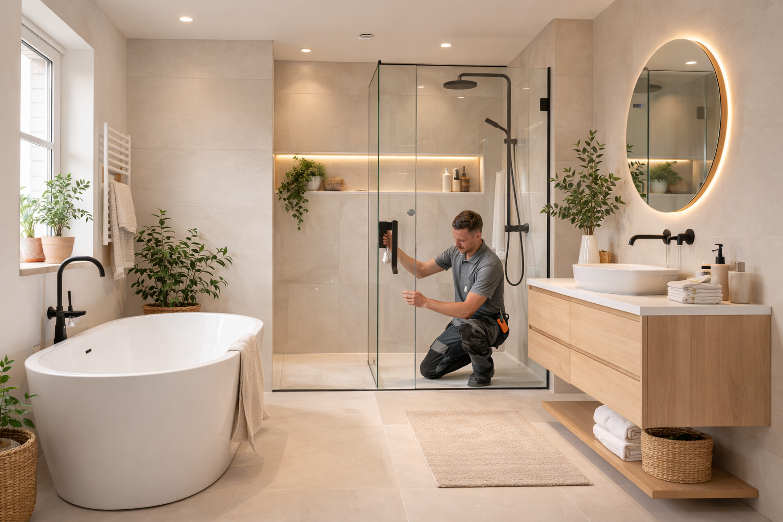 Marble tile bathroom